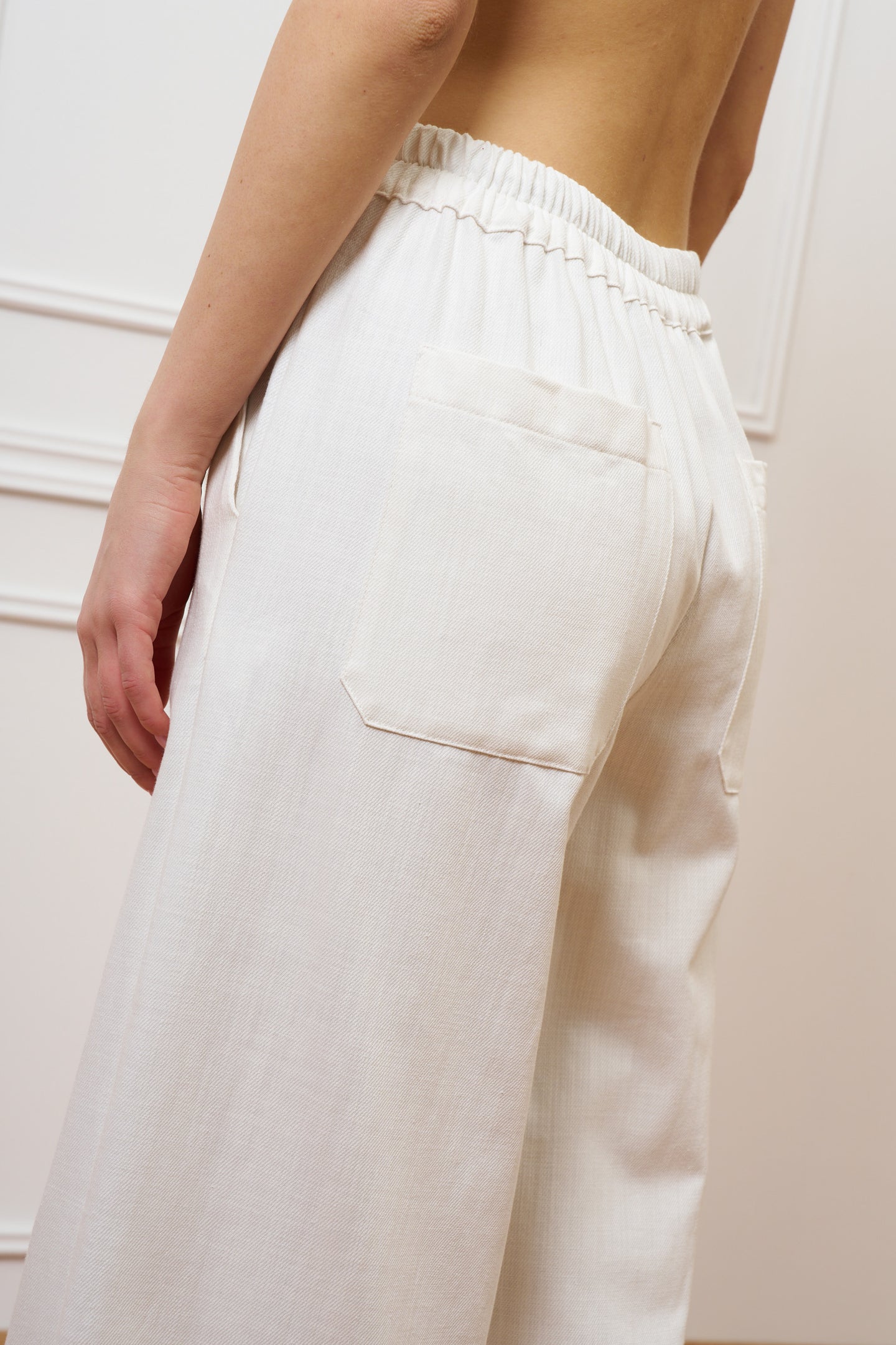 Pantalone ampio in cotone testurizzato - AVORIO