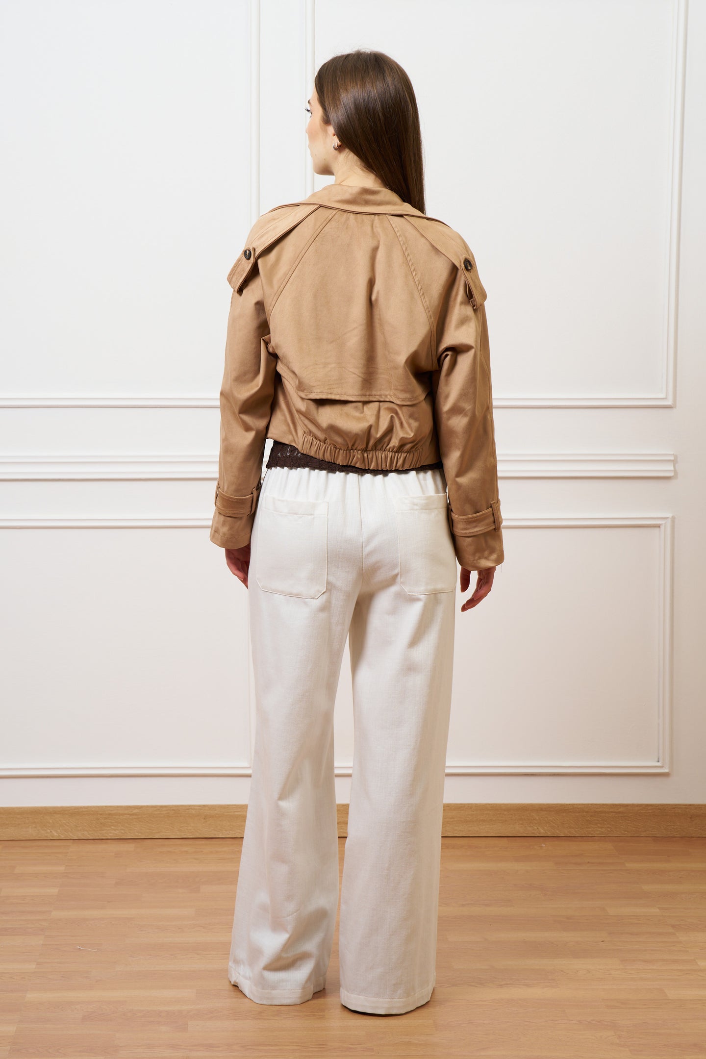 Pantalone ampio in cotone testurizzato - AVORIO