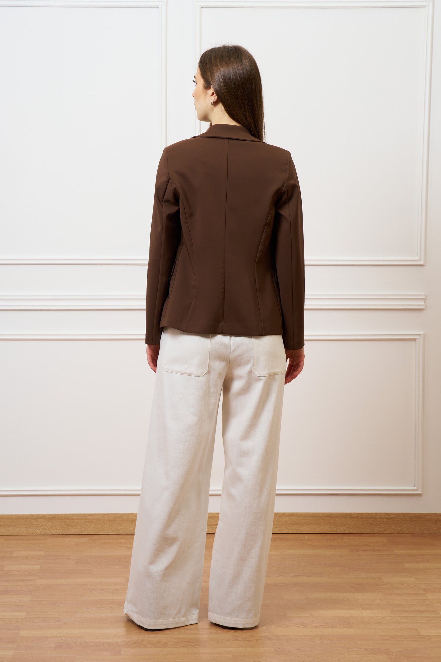 Pantalone ampio in cotone testurizzato - AVORIO