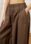 Pantalone gonna ampio in popeline - MARRONE