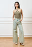 Jeans palazzo a vita alta slavato - JEANS