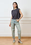 Jeans dritti a vita alta slavati - JEANS