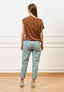 Pantalone sigaretta con elastico sul retro - SALVIA