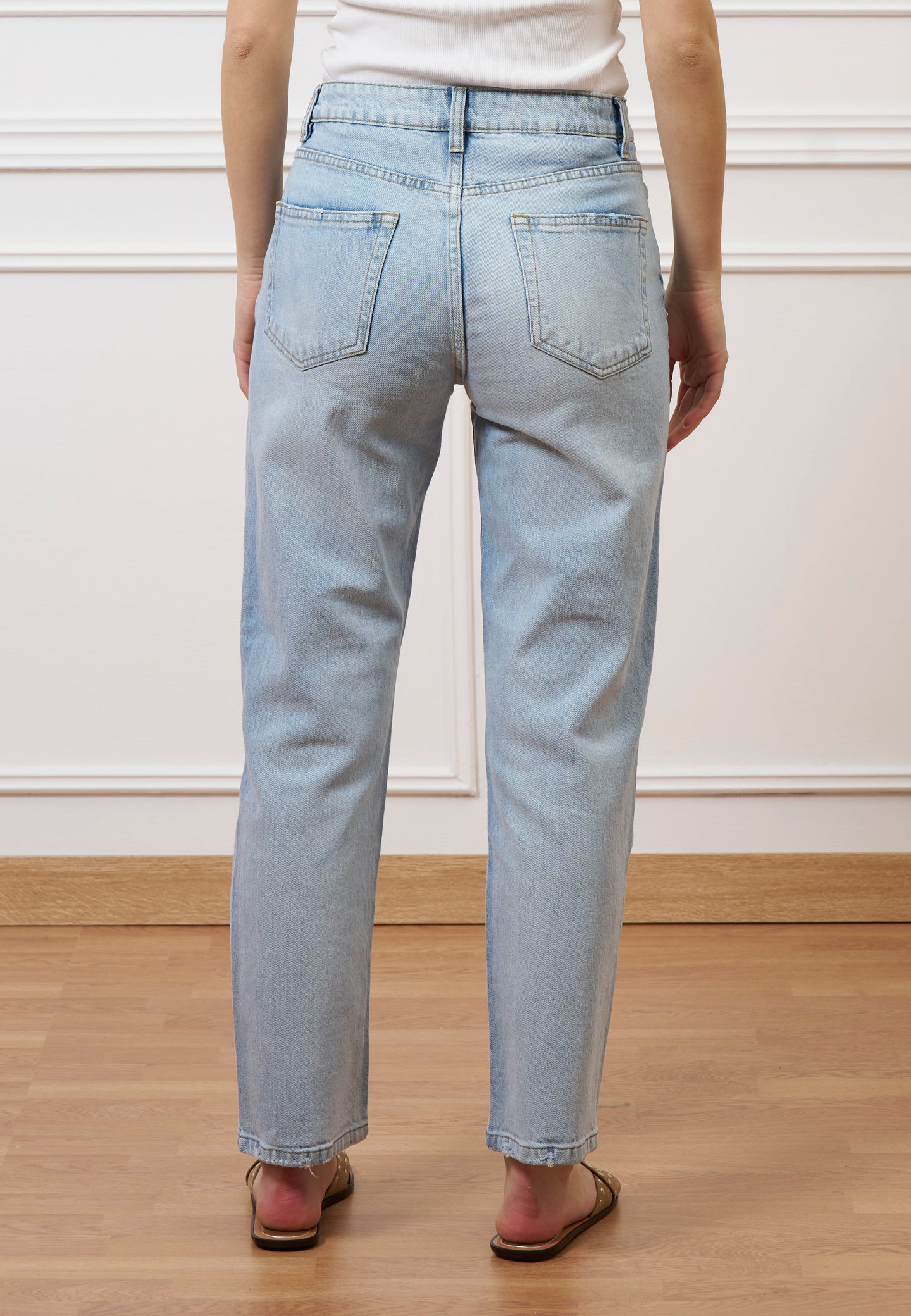 Jeans dritti a vita alta - JEANS CHIARO