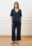 Pantalone palazzo in lino - BLU