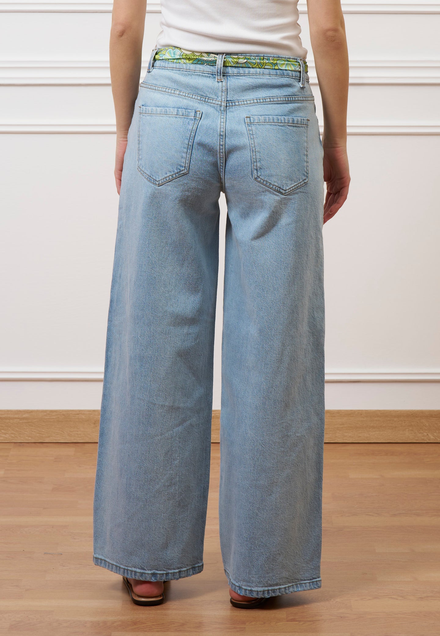 Jeans palazzo a vita alta - JEANS CHIARO