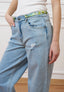 Jeans palazzo a vita alta - JEANS CHIARO