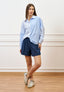 Bermuda con elastico vita in chambray - BLU