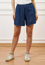 Bermuda con elastico vita in chambray - BLU
