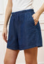 Bermuda con elastico vita in chambray - BLU