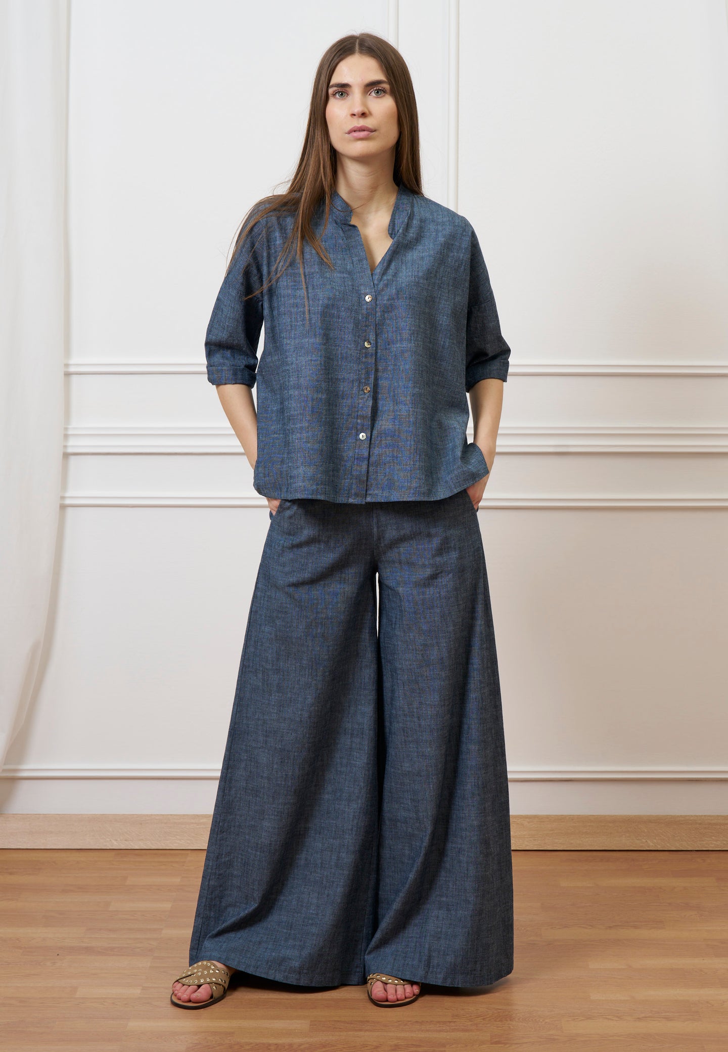 Pantalone ampio effetto denim - JEANS