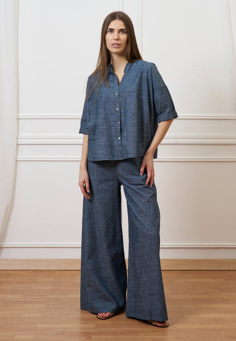 Pantalone ampio effetto denim - JEANS