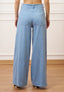 Pantalone palazzo effetto denim - CELESTE