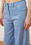 Pantalone palazzo effetto denim - CELESTE