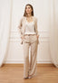 Pantalone palazzo fluido a vita alta - BEIGE