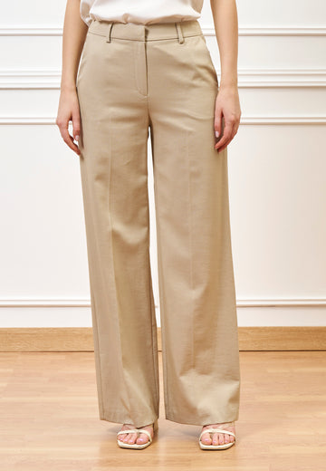 Pantalone palazzo in cotone - BEIGE