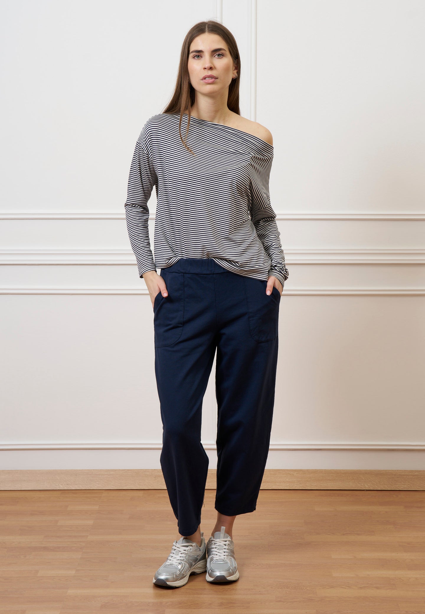 Pantalone mom fit in felpa  - BLU
