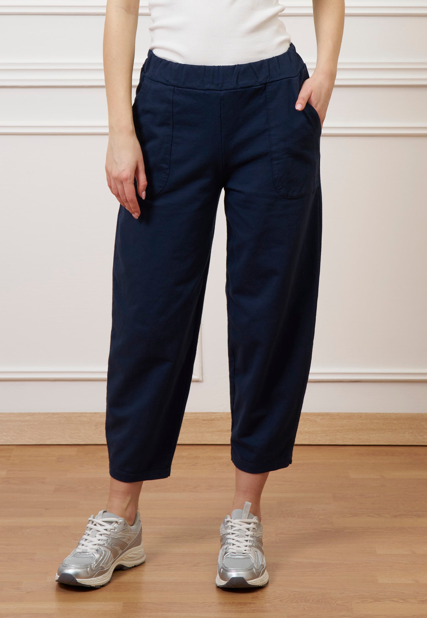 Pantalone mom fit in felpa  - BLU