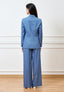 Pantalone palazzo gessato - CELESTE