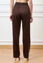 Pantalone dritto pinces in raso - MARRONE