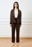 Pantalone dritto pinces in raso - MARRONE