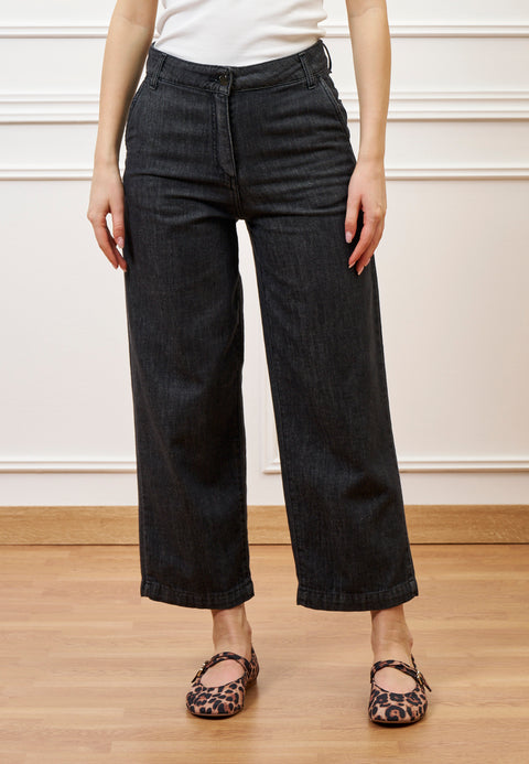 Jeans dritti alla caviglia - NERO
