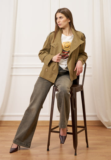 Jeans svasato a vita alta - GRIGIO MEDIO