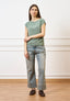 Jeans cropped con cucitura alta fondo - JEANS