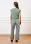 Jeans cropped con cucitura alta fondo - JEANS