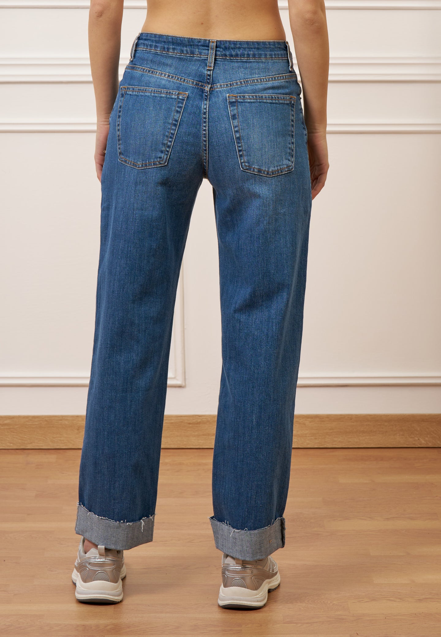 Jeans a vita alta con risvolto - JEANS