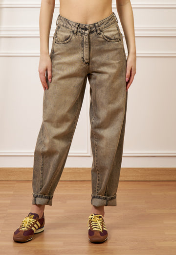 Jeans balloon a vita alta - GRIGIO MEDIO