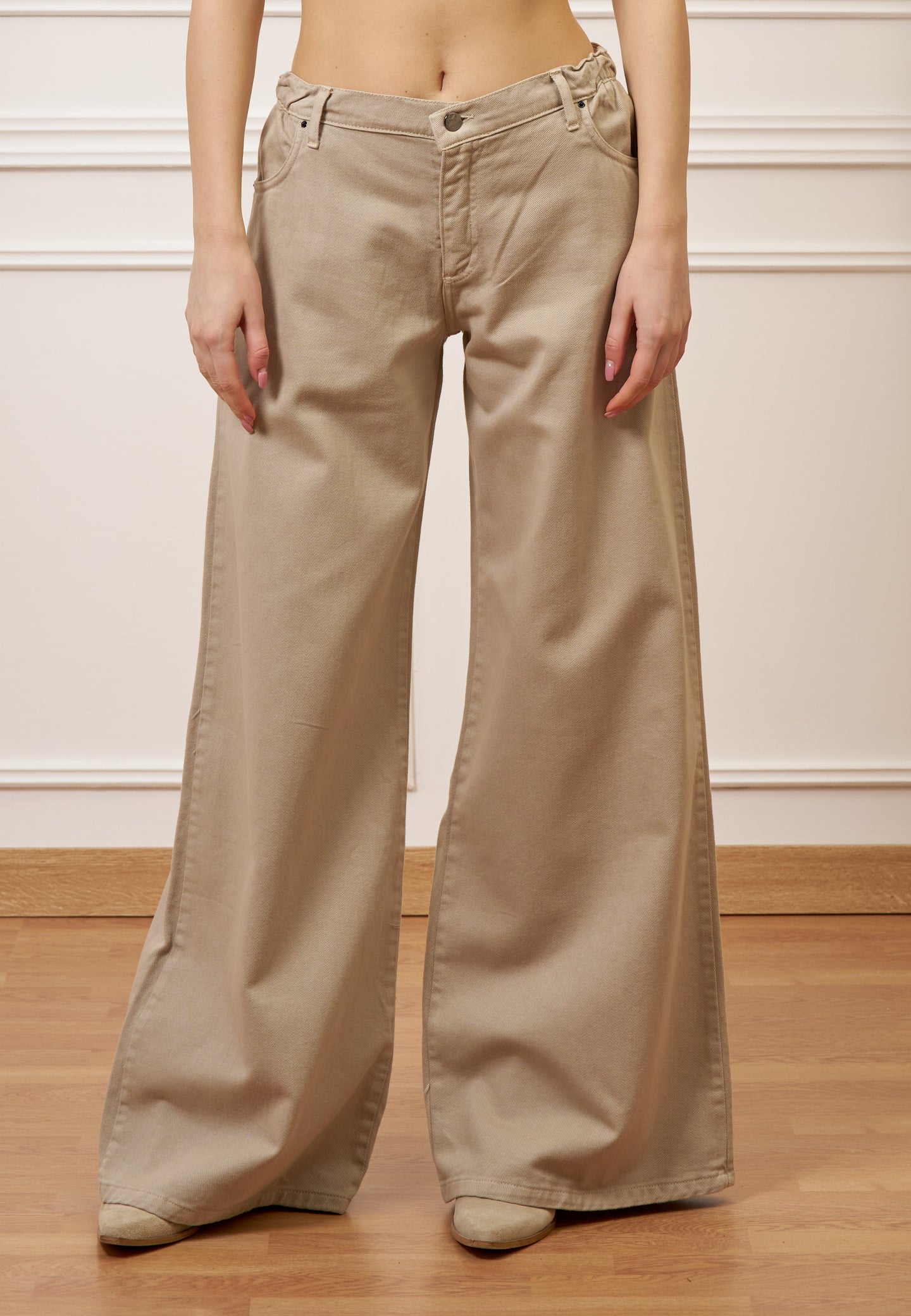 Pantalone ampio in cotone - BEIGE