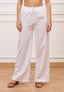 Pantalone con coulisse in misto lino - BIANCO