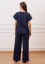 Pantalone con coulisse in misto lino - BLU