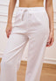 Pantalone con coulisse in misto lino - BIANCO