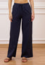 Pantalone con coulisse in misto lino - BLU