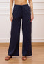 Pantalone con coulisse in misto lino - BLU