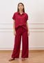 Pantalone ampio in viscosa - BORDEAUX