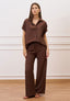 Pantalone ampio in viscosa - MARRONE