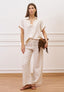 Pantalone ampio in viscosa - BEIGE