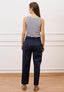 Pantalone in popeline con pince - BLU