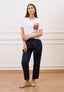 Pantalone in popeline con pince - BLU