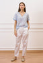 Pantalone in popeline con pince - BIANCO