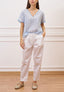 Pantalone in popeline con pince - BIANCO