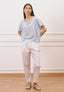Pantalone in popeline con pince - BIANCO