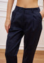 Pantalone in popeline con pince - BLU