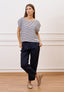 Pantalone in popeline con pince - BLU