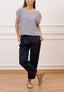 Pantalone in popeline con pince - BLU