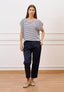 Pantalone in popeline con pince - BLU