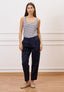 Pantalone in popeline con pince - BLU